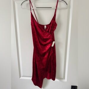 Elegant Red Velvet Wrap Dress